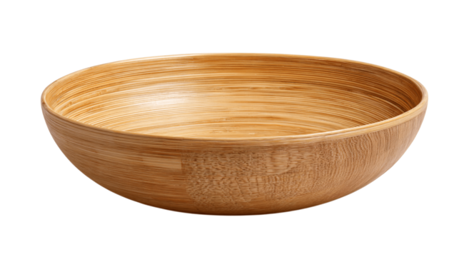 A plain image of handcrafted bamboo fruit bowl, white background --ar 16:9