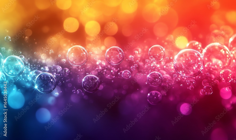 Poster abstract pc desktop wallpaper featuring flying bubbles against a colorful background. the vibrant hu
