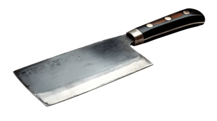 A studio shot of carbon steel chef?s cleaver, white background --ar 16:9