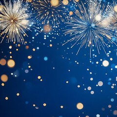 New Year celebration gradient background burst of silver and midnight blue blend sparkle textures with abstract bokeh clean and elegant layout ideal for banner or poster designs HD clarity