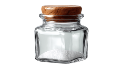 An isolated premium glass spice jar, white background --ar 16:9