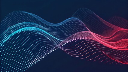 Flowing streams of data visualization in vibrant waves representing digital connectivity and dark