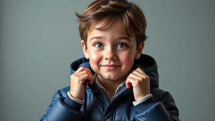 Smiling boy adjusting backpack straps before going to class