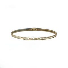 Elegant thin gold bangle bracelet adorned with sparkling small diamonds isolated on transparent background
