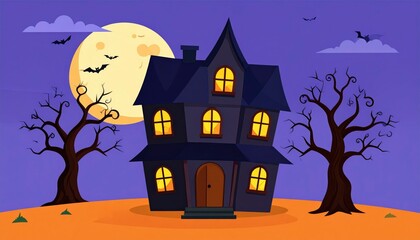 Spooky halloween house illustration