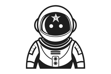 Single colored drawing shows a whimsical astronaut with a star on its helmet