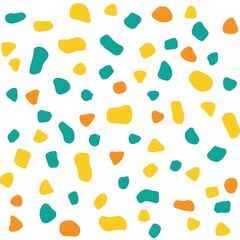 Vibrant Abstract Pattern with Organic Yellow, Teal, and Orange Shapes
