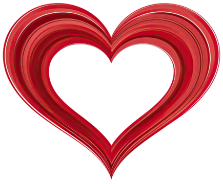 Red heart graphic with swirling design