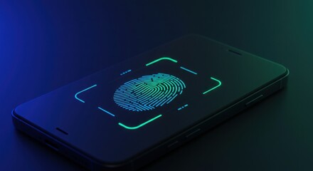 Fingerprint scan interface with glowing scanner lines