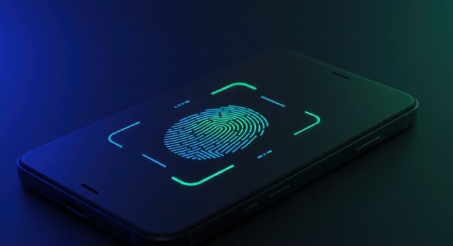 Fingerprint scan interface with glowing scanner lines