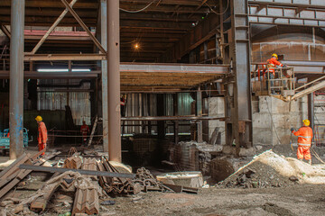 repair work on restoration of industrial furnace