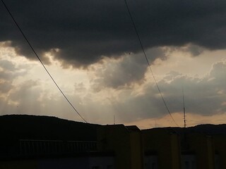 sunset over the town