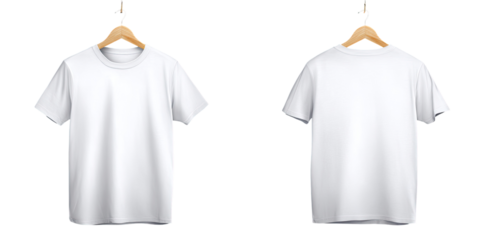 Two blank white t-shirts hanging