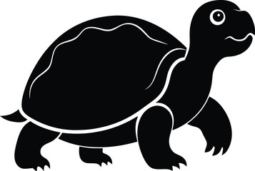 Fototapeta premium Black Turtle Silhouette Illustration: Simple Vector Art Design