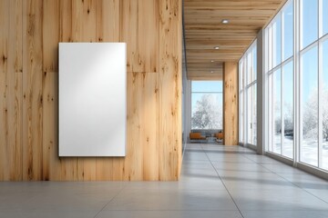 Modern interior hallway with blank poster