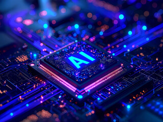 A futuristic computer chip with 