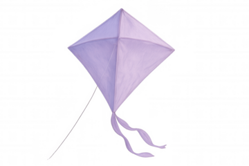 Purple kite soaring against a transparent background, enhancing creative projects with a sense of freedom and playfulness