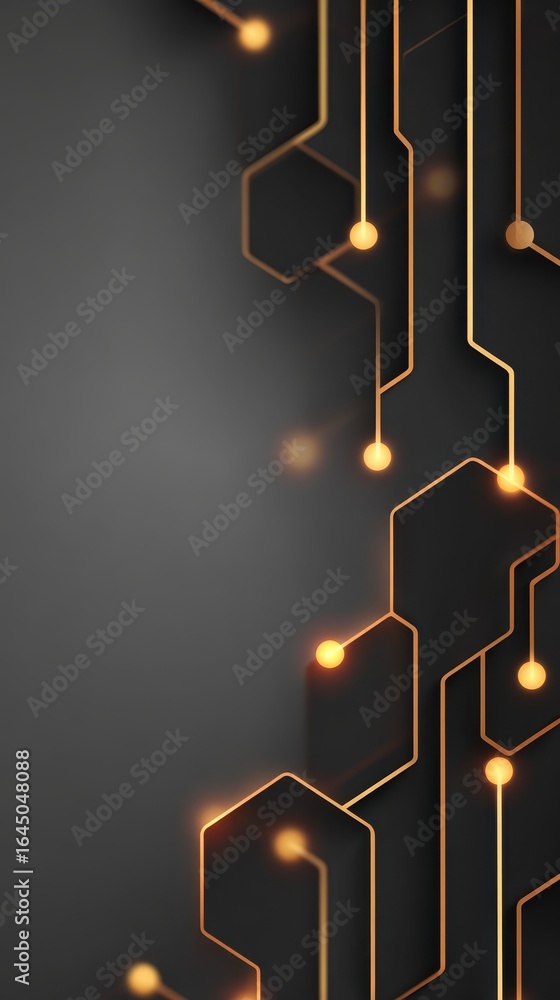 Aufkleber elegant and luxurious abstract digital art featuring shimmering golden lines and glowing lights on a