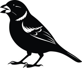 Fototapeta premium Black Sparrow Bird Silhouette Vector Art Illustration