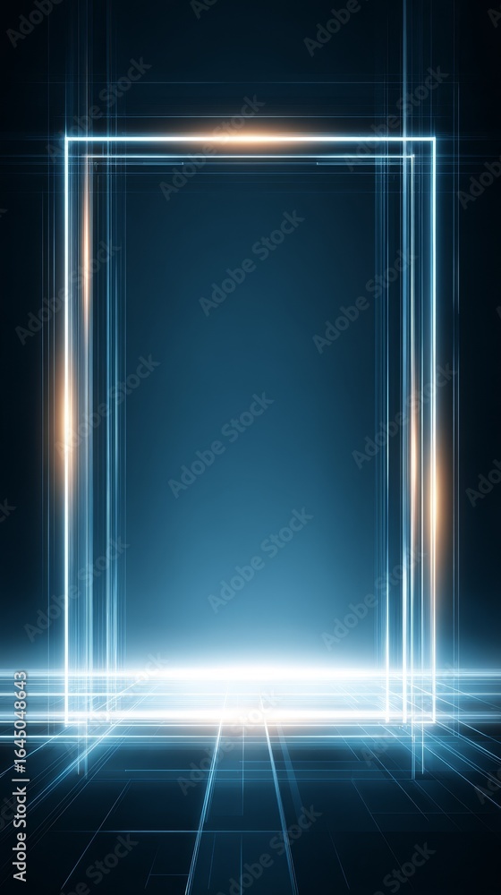Poster a mesmerizing abstract digital art creation featuring a vibrant neon background with glowing lines a
