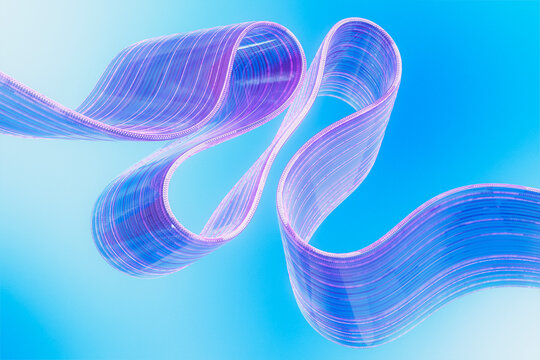 Abstract 3D data flow stream on blue background representing speed