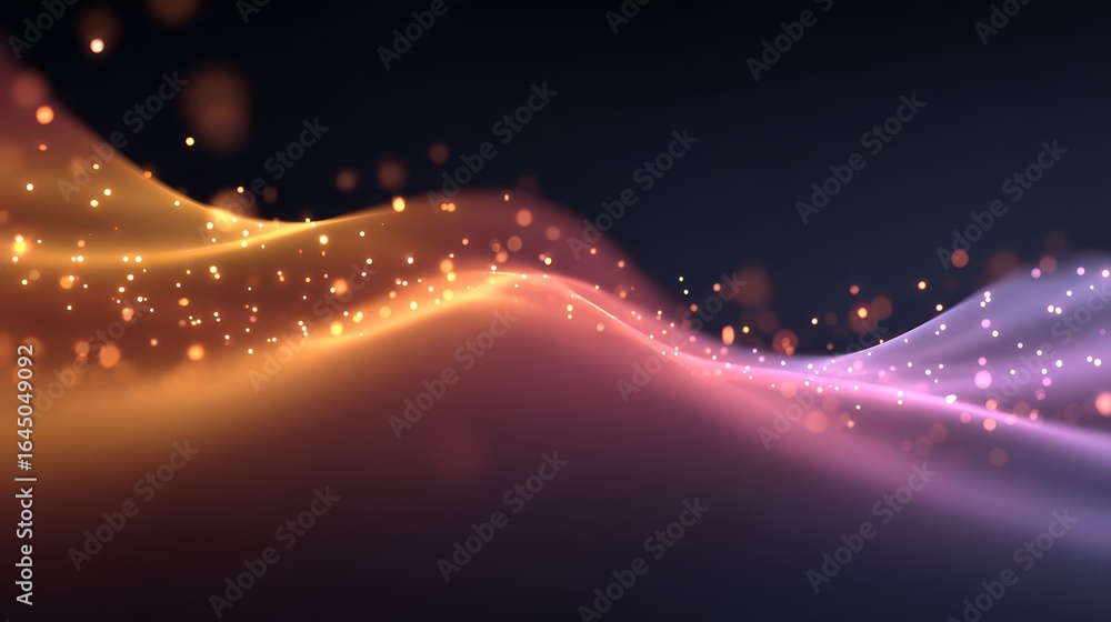 Poster a vibrant and abstract visualization of energetic light particles in rapid motion creating a soft ou