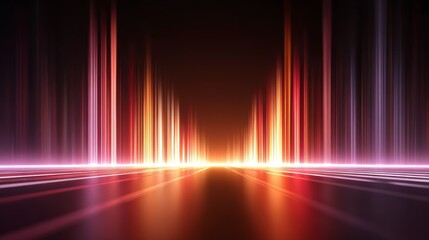 Vibrant kaleidoscopic display of intersecting lines and shapes creating a dynamic colorful abstract pattern on a dark moody background evoking a sense of digital energy and motion.