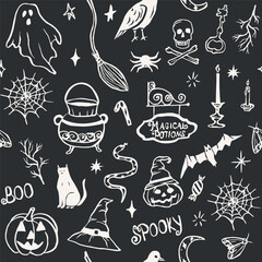 Hand drawn doodle Halloween background