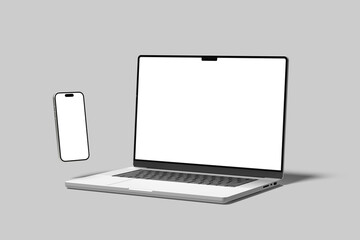 Laptop and Phone Blank Mockup Template