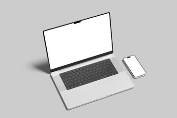 Laptop and Phone Blank Mockup Template