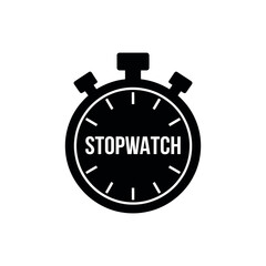 Fototapeta premium Black stopwatch icon isolated on white background for sports timing concept design