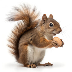 Obraz premium Squirrel rodent animal nut acorn hoard brown fluffy woodland silly expression isolated transparency background cute mammal autumn forest wildlife bushy tail small whisker alert nature wild snack