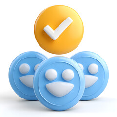 Positive feedback symbolized by check mark and smileys