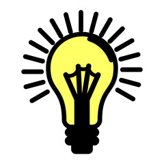 A Beacon of Innovation: The Modern Lightbulb as a Symbol of Technological Progress, A Contemporary Graphic of a Lightbulb Representing Bright Ideas and Solutions, Conceptual Illustration of a Glowing