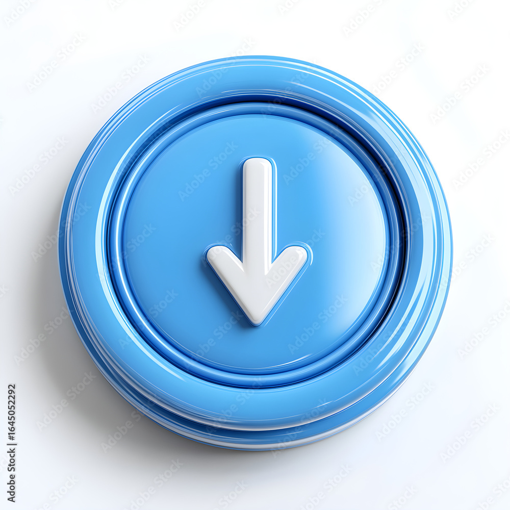 Fototapete download button pointing down representing saving file or installing app