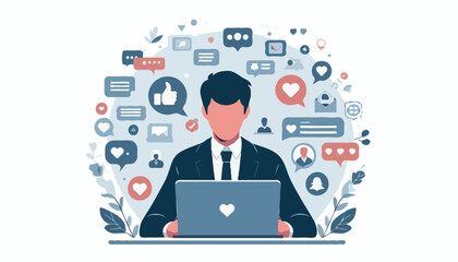 Flat vector illustration of a social media manager