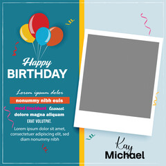 Geometric birthday photo frame  post template