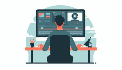 Flat vector illustration of a video editor