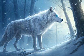 Obraz premium Dire wolf in the snow