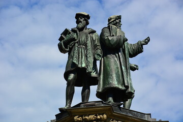 Frankfurt, Germany - View of the monument to Johannes Gutenberg (inventor of book printing) in the city of Frankfurt on the Main