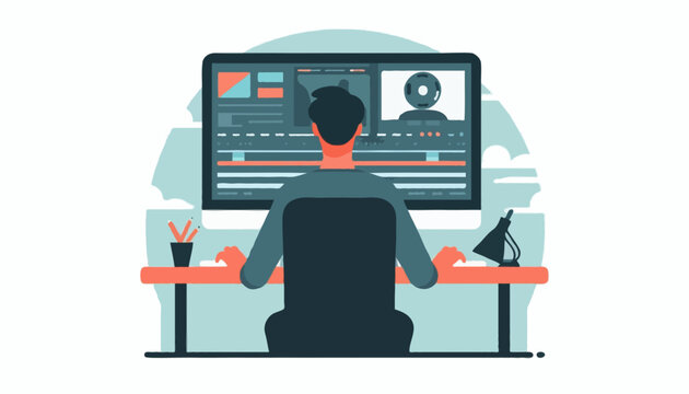 Flat vector illustration of a video editor