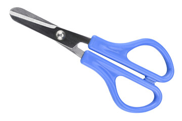 Blue scissors isolated on a transparent background. Full depth of field. PNG.