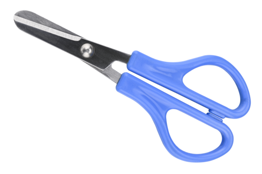 Blue scissors isolated on a transparent background. Full depth of field. PNG. - Powered by Adobe
