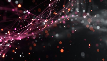 Abstract network of glowing lines and particles on a dark background