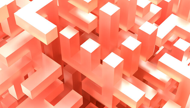 Abstract geometric orange and red cubes render background