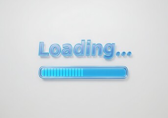 A blue "Loading..." text and progress bar are displayed against a white background, indicating a process in progress.