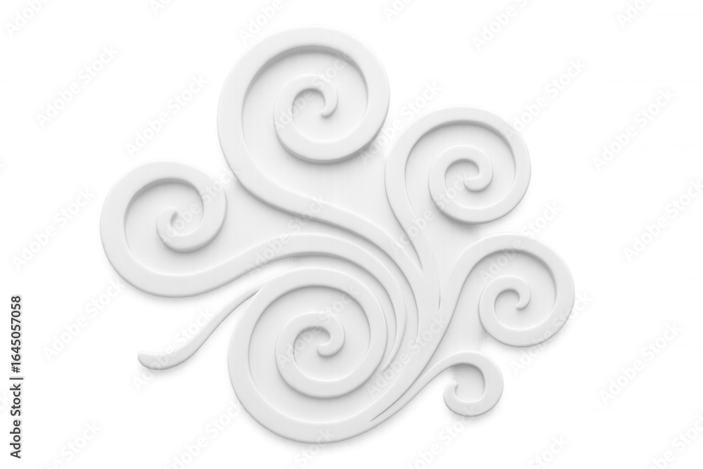 Poster white 3d cloud with spiral pattern floating on a transparent background, ideal for graphic design pr