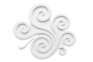 White 3d cloud with spiral pattern floating on a transparent background, ideal for graphic design projects