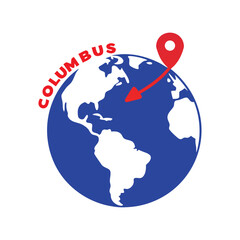 Columbus day global travel destination marker