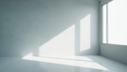 Obraz premium Minimalist empty rooms in various wall colors, illuminated by sunlight casting geometric shadows, creating serene, modern, and artistic atmospheres suitable for contemporary design concepts.